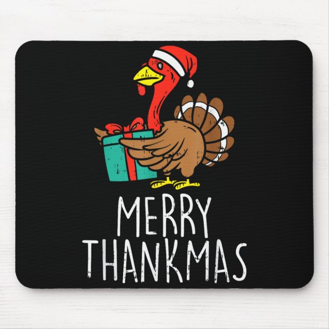 Merry Thankmas Santa Turkey Day Thanksgiving Chris Mouse Pad (Front)
