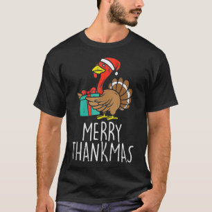 Merry Thankmas Santa Turkey Day Thanksgiving Chris T-Shirt