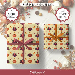 Merry Thanksgiving Turkey Autumn Wrapping Paper
