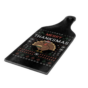 Merry Thanksmas Christmas Thanksgiving Turkey  Cutting Board
