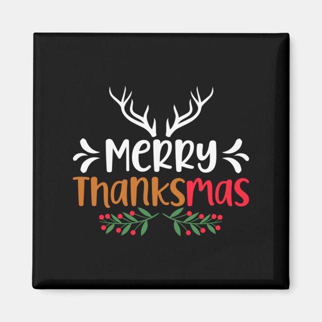 Merry Thanksmas Christmas Thanksgiving Turkey Sant Magnet (Front)