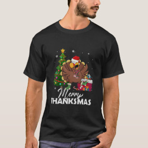 Merry Thanksmas Festive Thanksgiving Christmas Tur T-Shirt
