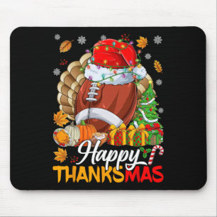 Merry Thanksmas Football Santa Hat Thanksgiving Ch Mouse Pad