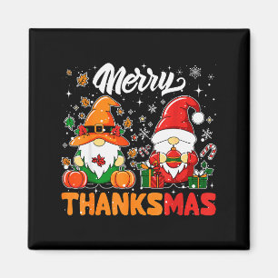 Merry Thanksmas Funny Fall Thanksgiving Santa Gnom Magnet