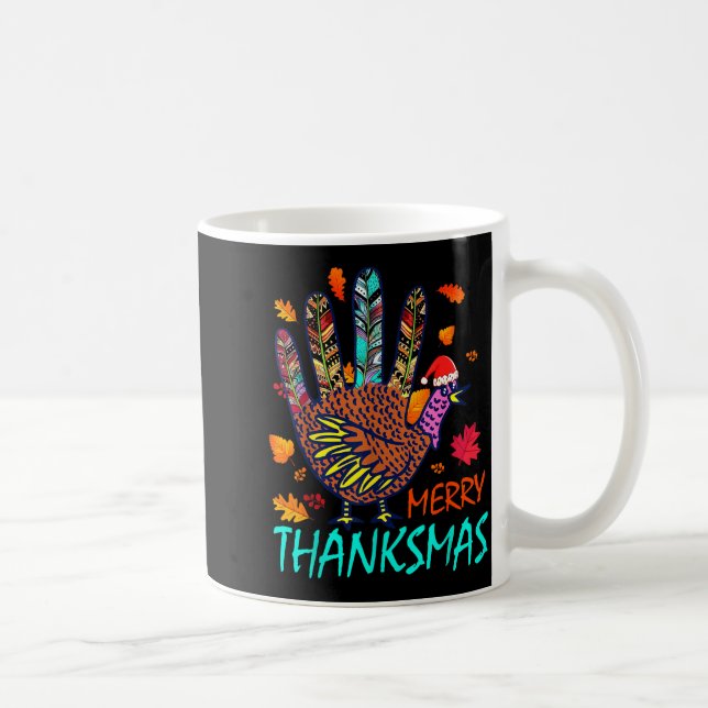 Merry Thanksmas Happy Thanksgiving Christmas Turke Coffee Mug (Right)