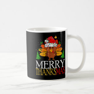 Merry Thanksmas Happy Thanksgiving Santa Turkey  Coffee Mug