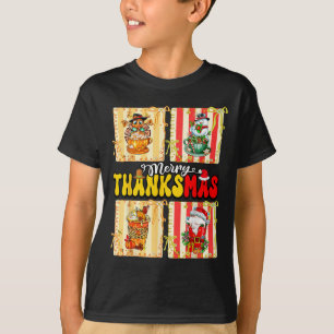 Merry Thanksmas Pumpkin Sce Latte Coffee Thanksgiv T-Shirt