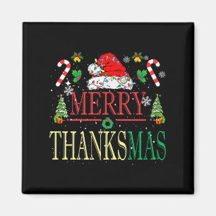 Merry Thanksmas Santa Hat Xmas Family Men Women Ki Magnet