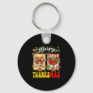Merry Thanksmas Thanksgiving Christmas Coquette Bo Key Ring