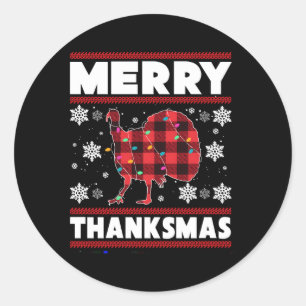 Merry Thanksmas Thanksgiving Classic Round Sticker
