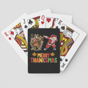 Merry Thanksmas Thanksgiving Fall Christmas Season Playing Cards