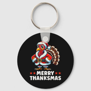 Merry Thanksmas Thanksgiving Turkey Xmas Funny Key Ring