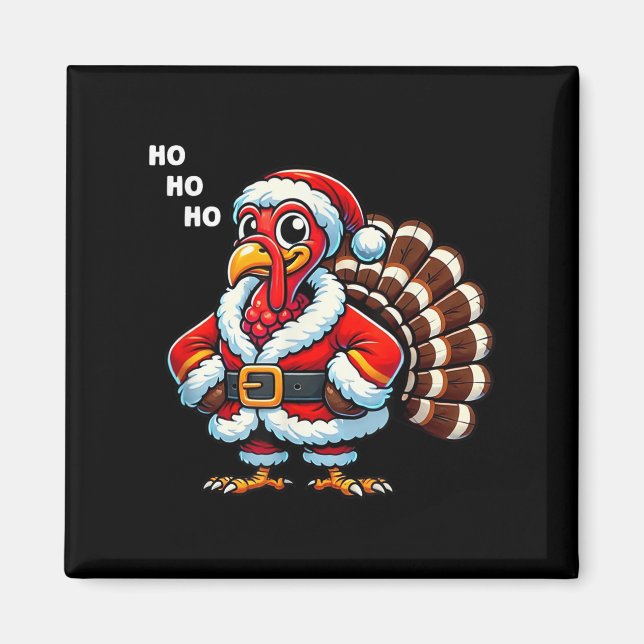 Merry Thanksmas Thanksgiving Turkey Xmas Funny Kid Magnet (Front)