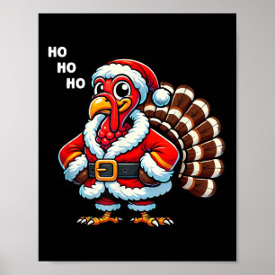 Merry Thanksmas Thanksgiving Turkey Xmas Funny Kid Poster
