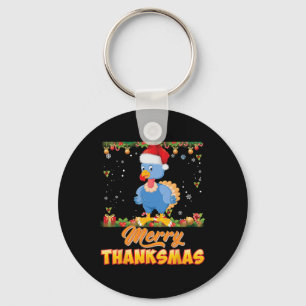 Merry Thanksmas Turkey Santa Elf Thanksgiving Chri Key Ring