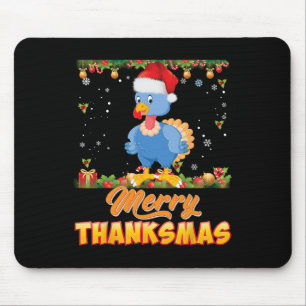 Merry Thanksmas Turkey Santa Elf Thanksgiving Chri Mouse Pad