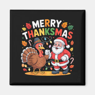 Merry Thanksmas Turkey Santa Thanksgiving Christma Magnet