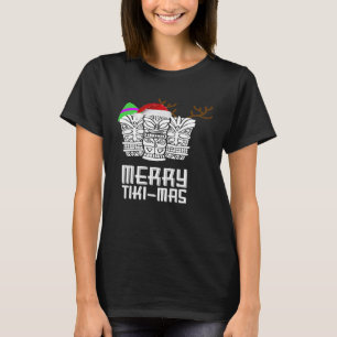 Merry Tiki-Mas Christmas Shirt Santa Hat Tiki Tee