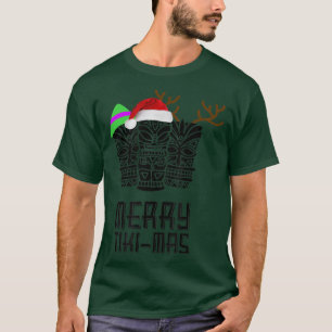 Merry TikiMas Christmas , Santa Hat Tiki Tee