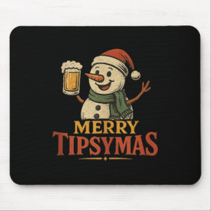 Merry Tipsymas Funny Vintage Snowman Holiday Desig Mouse Pad