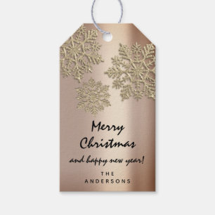 Merry To Holiday Gift Happy New Year Snow Rose Tags