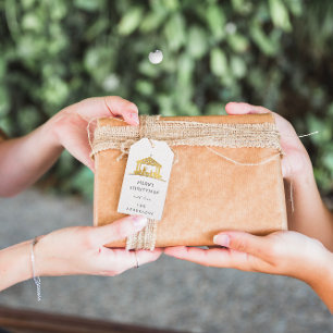 Merry To Name Holiday Christmas Holy Family Gold Gift Tags