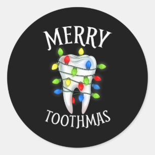 Merry Toothmas Christmas Light Molar Tooth Hygieni Classic Round Sticker