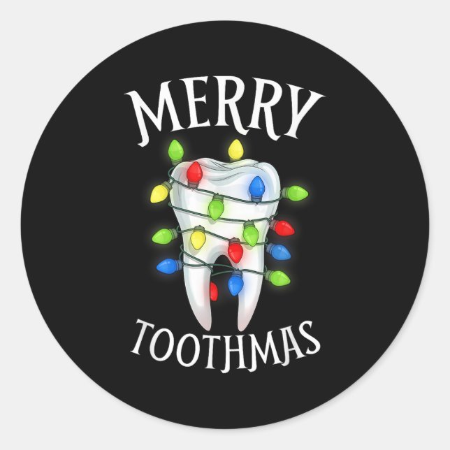 Merry Toothmas Christmas Light Molar Tooth Hygieni Classic Round Sticker (Front)