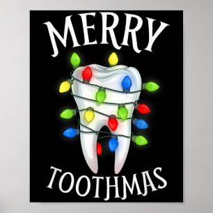 Merry Toothmas Christmas Light Molar Tooth Hygieni Poster