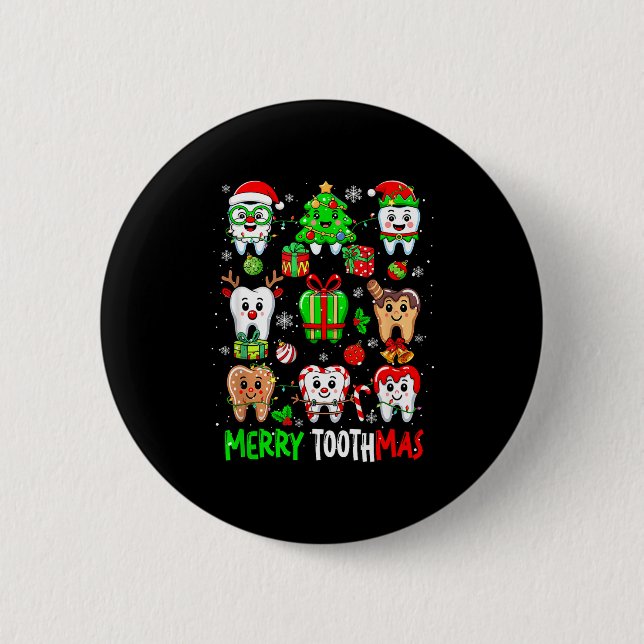 Merry Toothmas Teeth Collection Santa Reindeer Xma 6 Cm Round Badge (Front)