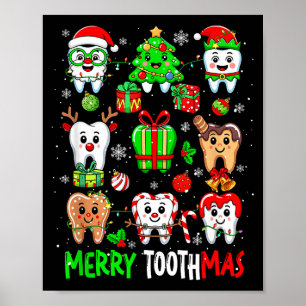 Merry Toothmas Teeth Collection Santa Reindeer Xma Poster