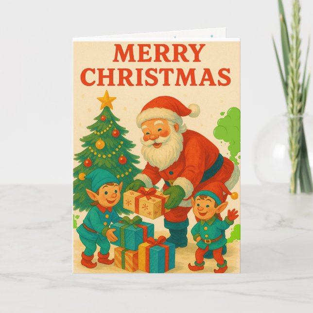 Merry Tootmas! Funny Farting Santa & Elves Holiday Card (Front)