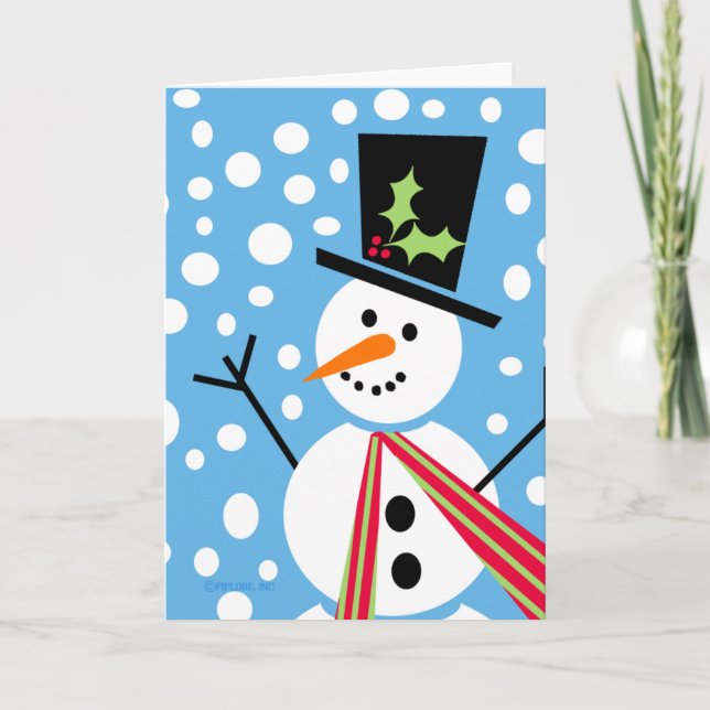 Merry Top Hat Snowman Greeting Card (Front)