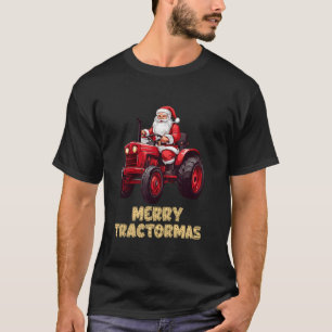 Merry Tractormas Santa Riding Tractor Christmas Ki T-Shirt