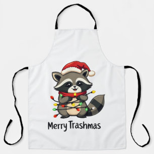 Merry Trashmas Funny Racoon Christmas Holiday  Apron