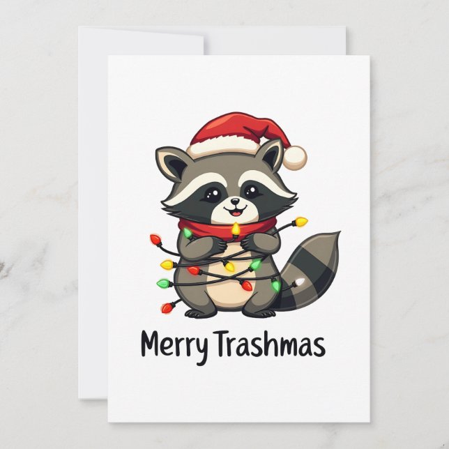 Merry Trashmas Funny Racoon Christmas Holiday  Invitation (Front)