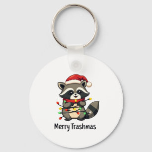 Merry Trashmas Funny Racoon Christmas Holiday  Key Ring