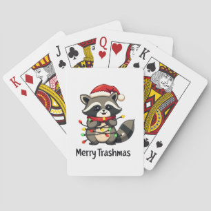 Merry Trashmas Funny Racoon Christmas Holiday  Playing Cards