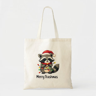 Merry Trashmas Funny Racoon Christmas Holiday Tote Bag