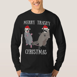 Merry Trashy Christmas Garbage Gang Opossum Raccoo T-Shirt