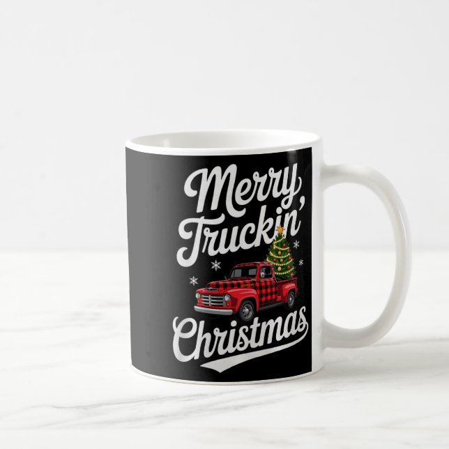 Merry Truckin' Christmas Buffalo Plaid Clic Ck Up  Coffee Mug (Right)