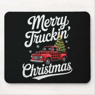 Merry Truckin' Christmas Buffalo Plaid Clic Ck Up  Mouse Pad