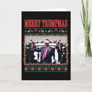 Merry Trumpmas Donald Trump Santa Family Xmas Ugly Card