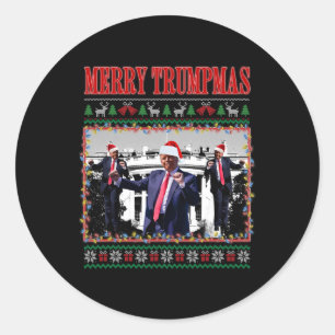 Merry Trumpmas Donald Trump Santa Family Xmas Ugly Classic Round Sticker