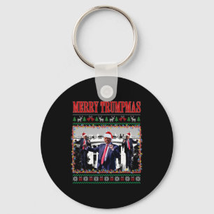 Merry Trumpmas Donald Trump Santa Family Xmas Ugly Key Ring