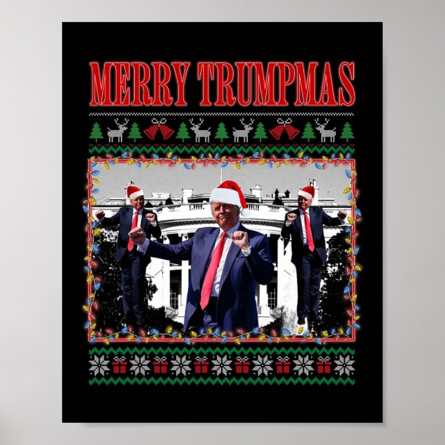 Merry Trumpmas Donald Trump Santa Family Xmas Ugly Poster (Front)