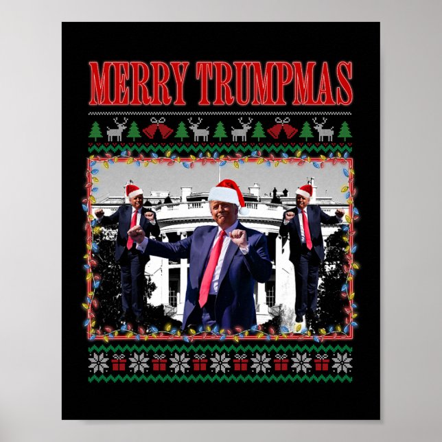 Merry Trumpmas Donald Trump Santa Family Xmas Ugly Poster (Front)