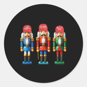 Merry Trumpmas Funny Nutcracker Making Memories To Classic Round Sticker