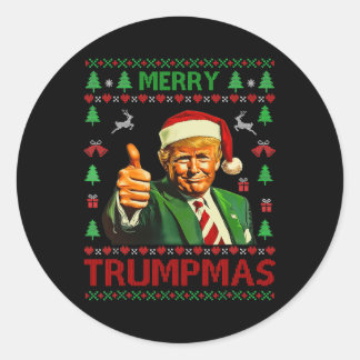 Merry Trumpmas Funny Ugly Christmas Sweater Best X Classic Round Sticker