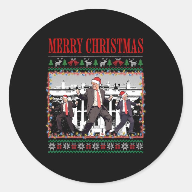 Merry Trumpmas - Santa Claus Donald Trump Dance  Classic Round Sticker (Front)